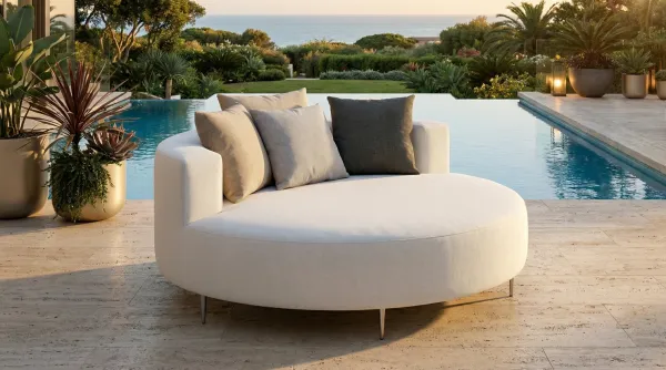 Day Bed, Cama chill-out redonda tela impermeable. 3 medidas (Diámetros 165 cm, 183 cm. y 200 cm.)
