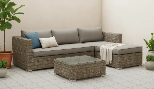 Sofá de jardín con chaise Longue serena gris