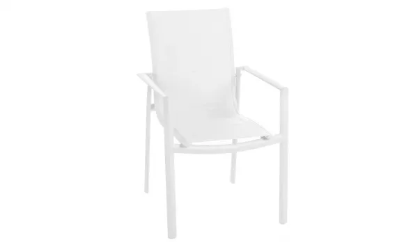 Silla de aluminio con textilene acolchado BLANCO