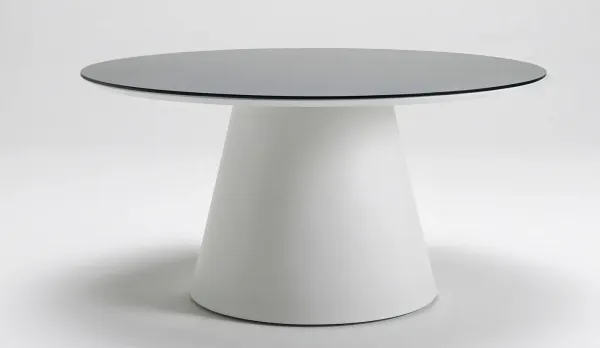 Mesa jardín redonda aluminio BLANCA con sobre cerámico 140 cm.