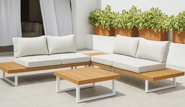 Rinconera jardín plataforma madera