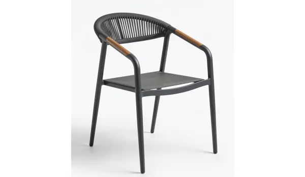 Silla de aluminio en antracita con textilene