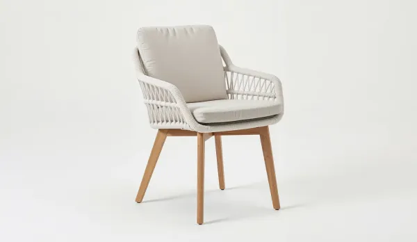 Sillón aluminio imitando madera con cuerda textilene