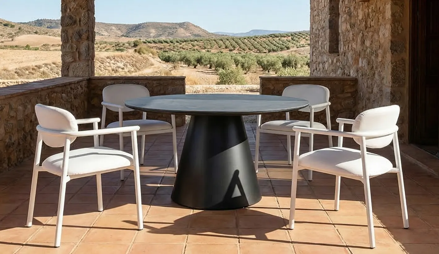 Colección de mesas redondas de jardin 140 cm. - Aluminio varios colores