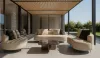 Sofás exterior líneas redondeadas telas impermeables. Diseño y máximo confort para el jardín