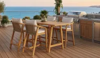 Conjunto de mesa alta de acacia