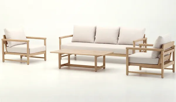 Conjunto de muebles para exteriores completo para 5 personas de madera de eucalipto Castel